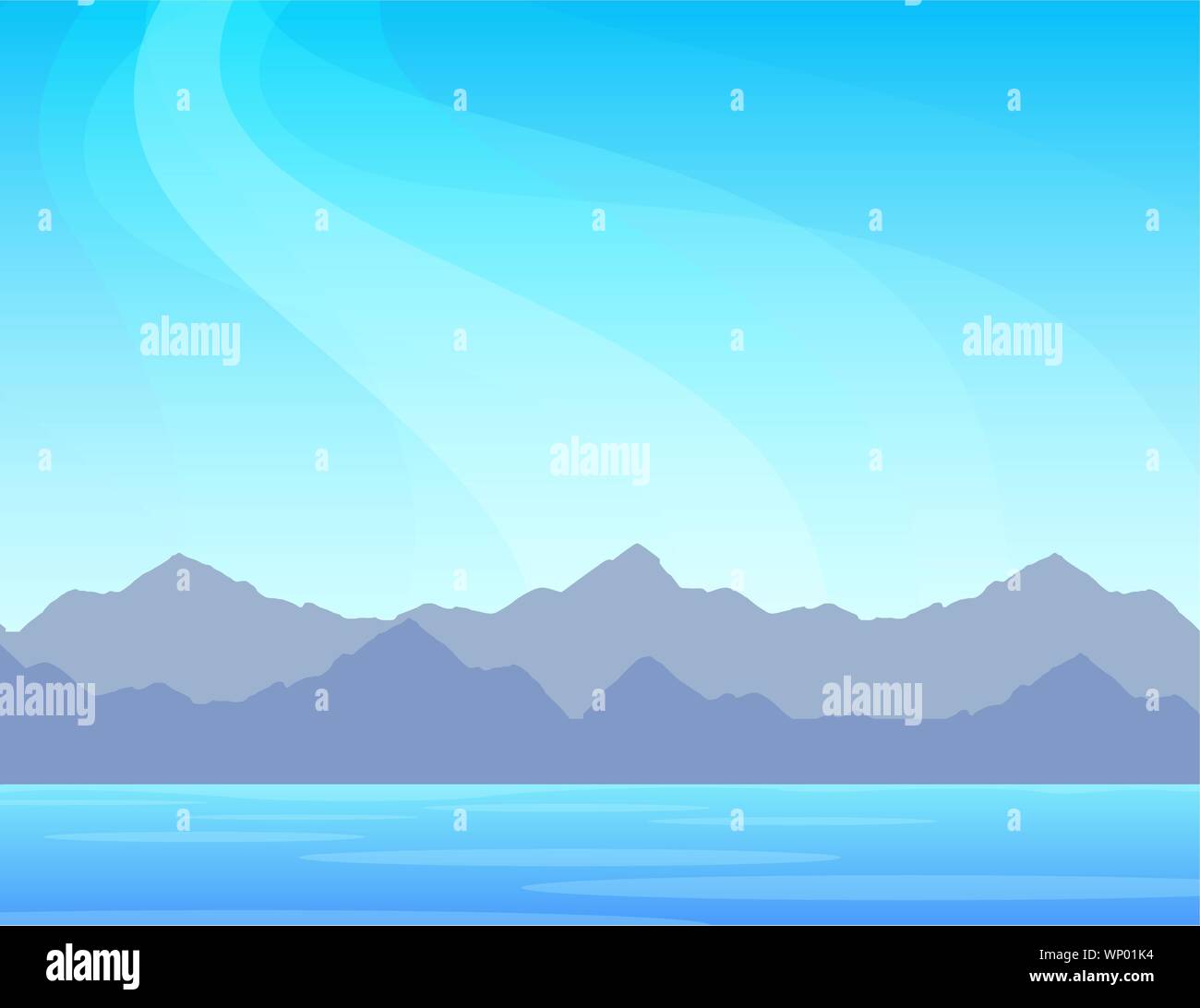 Natur Panorama mit Bergen auf einem Meer. Malerischer Natur marine Landschaft Illustration mit Kopie Platz an der Spitze. Vektor Design für Banner oder Wallpaper. Stock Vektor