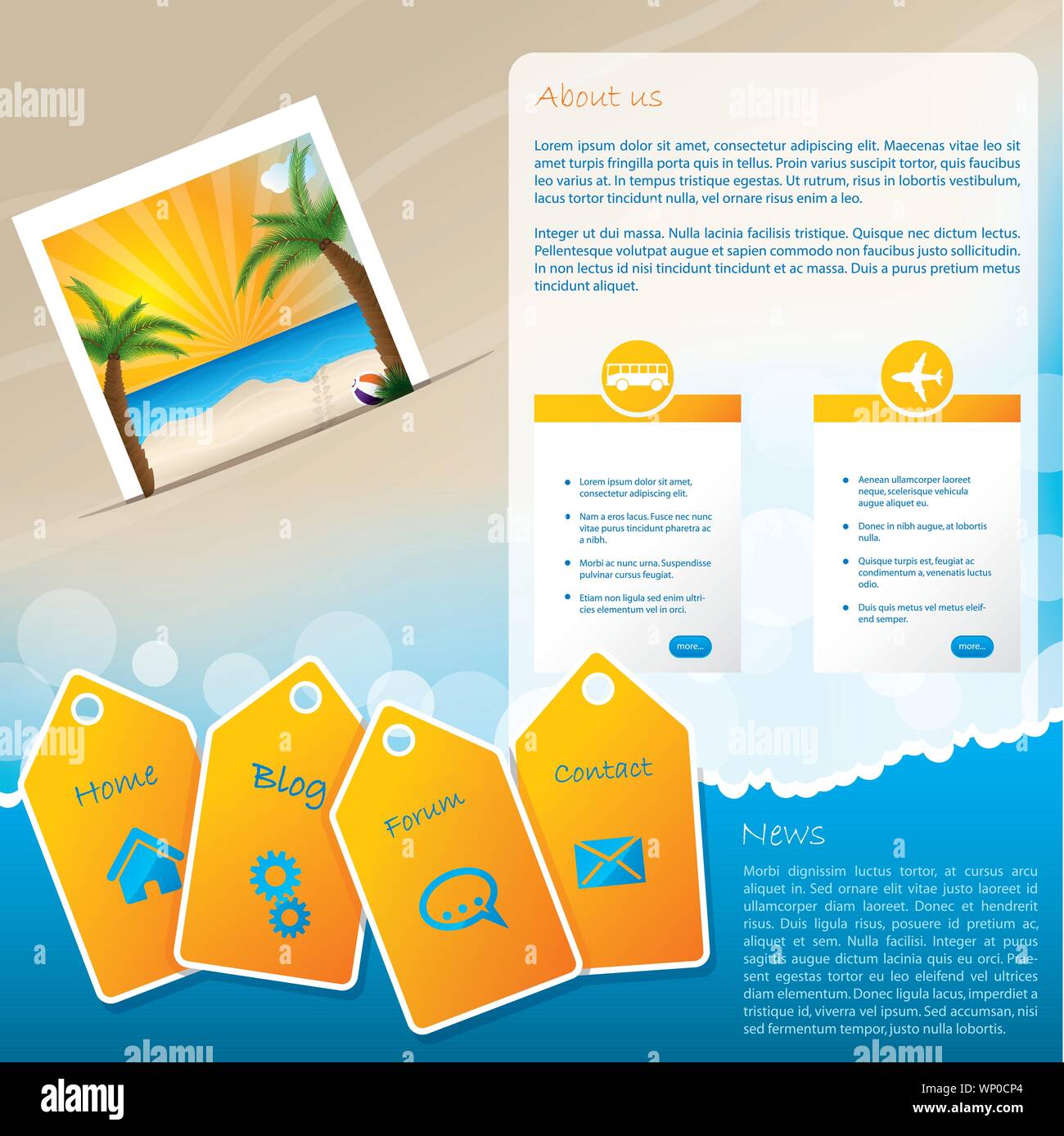 Sommer website Template Design mit Strand Stock Vektor