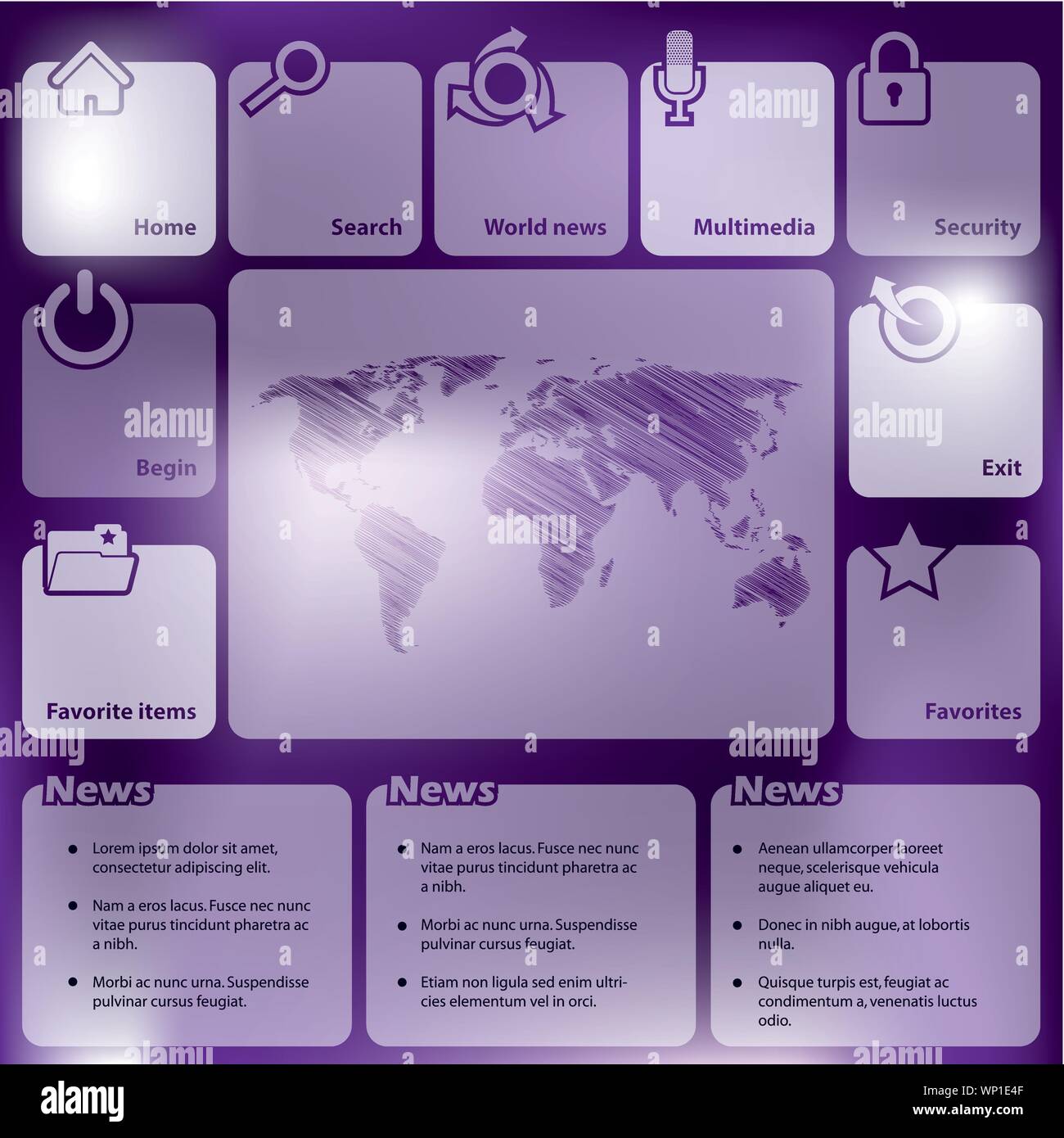 Abstract website Design mit flachen Tasten Stock Vektor