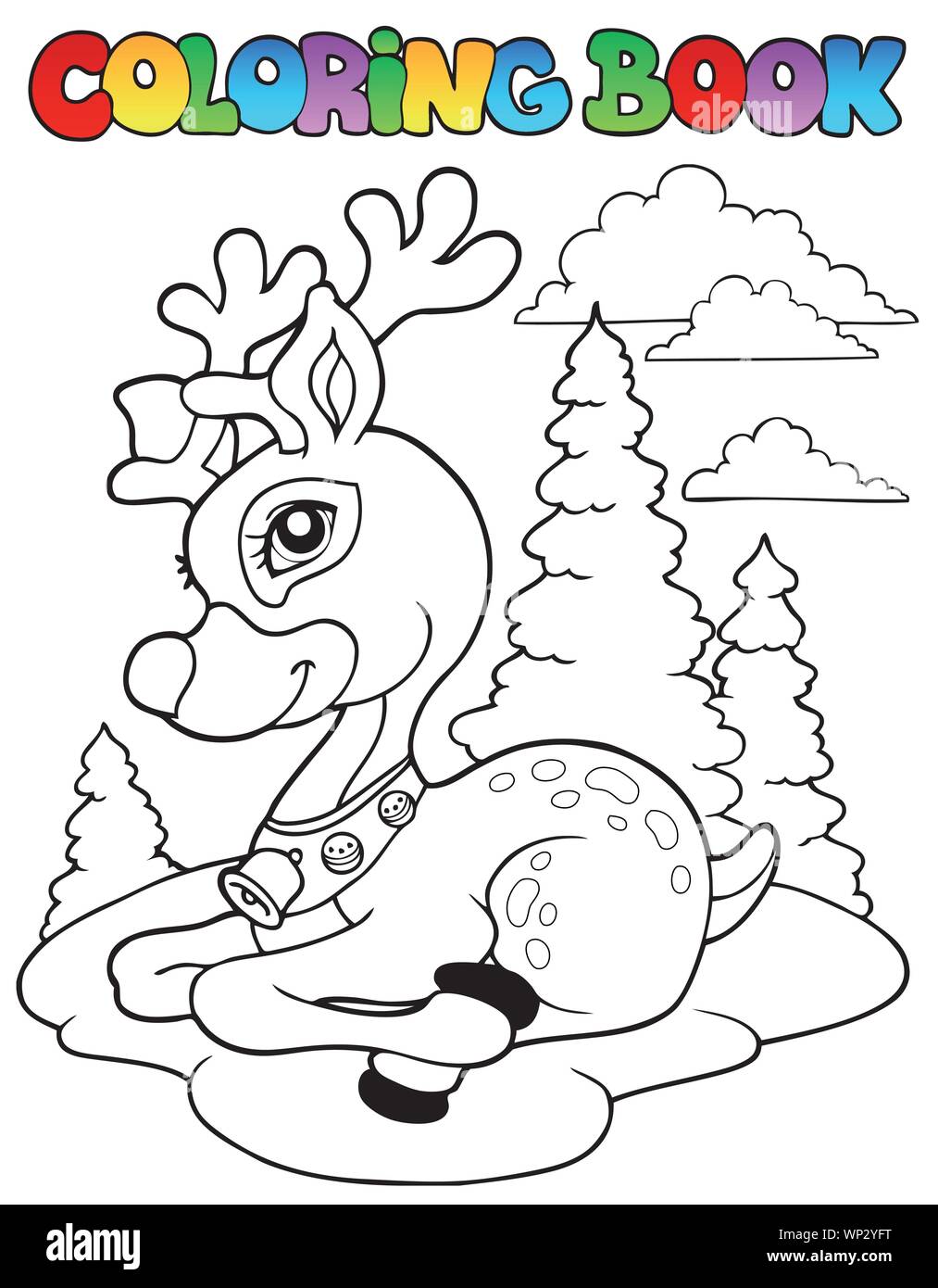Malbuch Weihnachten Rentier 1. Stock Vektor