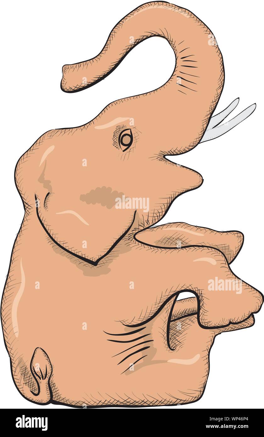 Vektor einfache Zeichnung - Elefant Stock Vektor