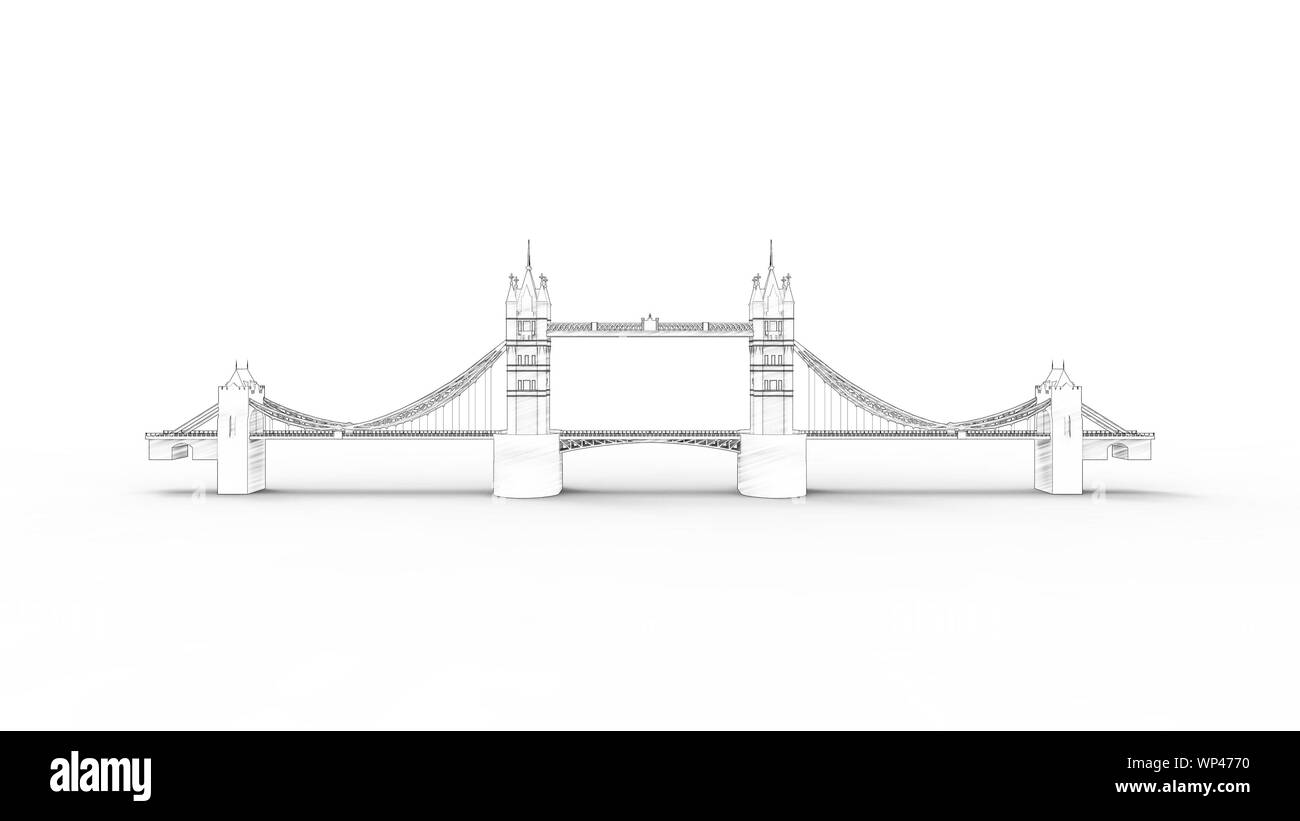 3D-Rendering der Tower Bridge in London isoliert in Weiß studio Hintergrund Stockfoto