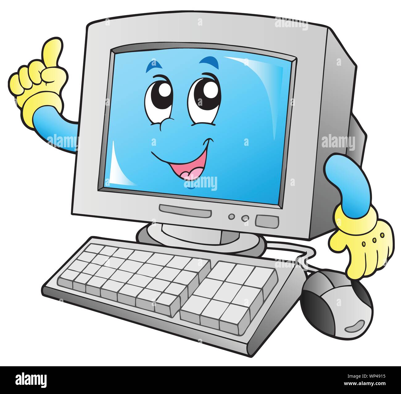 Cartoon lächelnd Desktop-Computer Stock Vektor