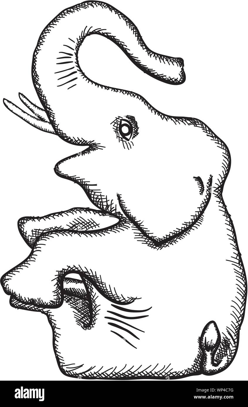 Vektor Monochrom-zeichnung vereinfacht - Elefant Stock Vektor