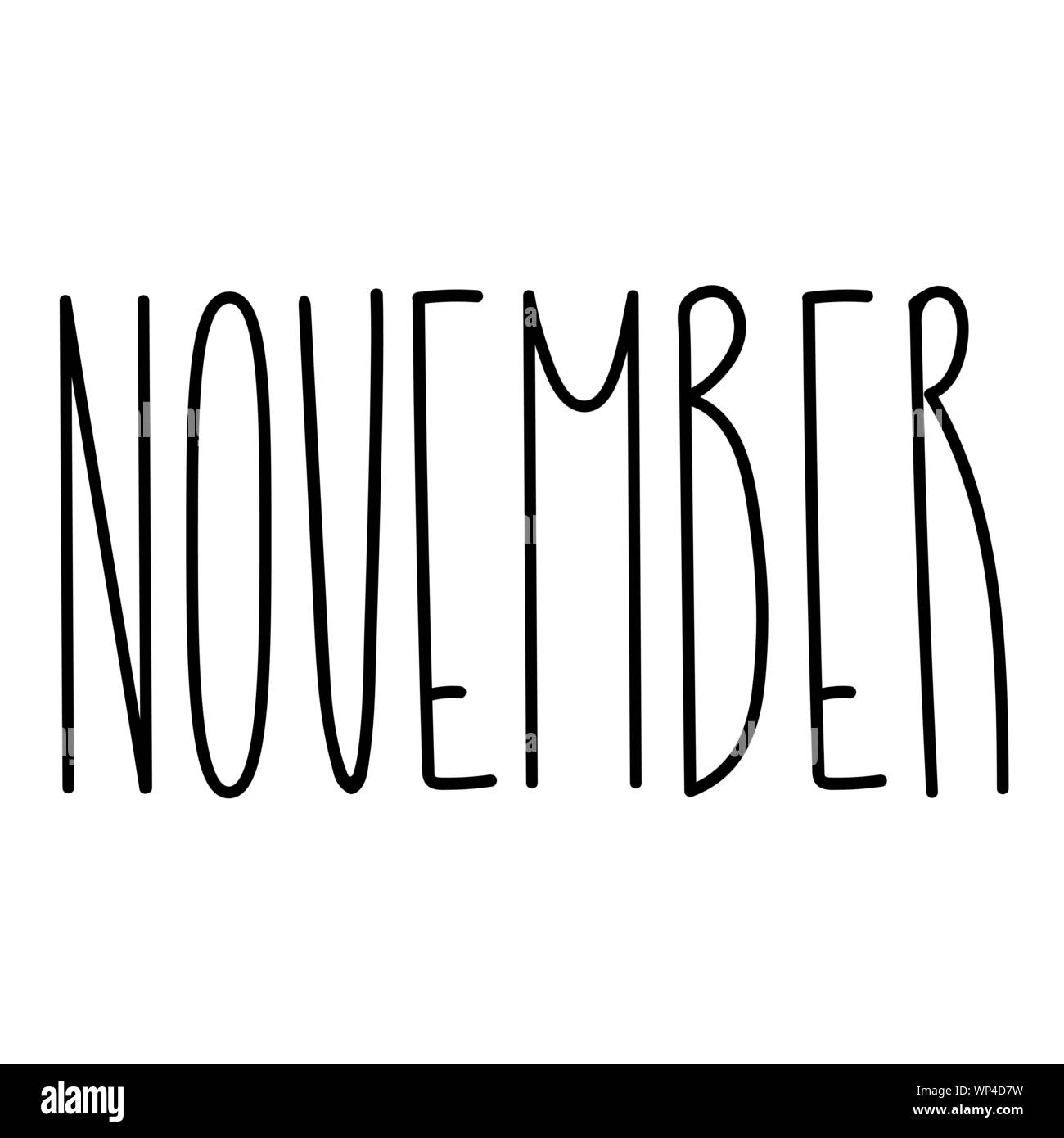 Saisonaler Kalender Typografie template text Monat Schriftzug Stock Vektor