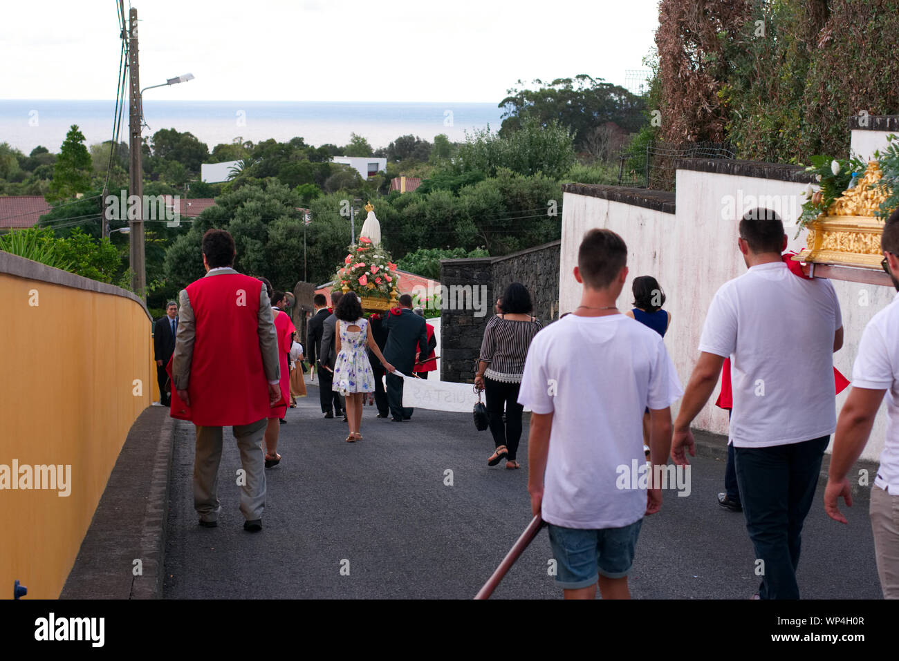 Katholische Prozession von St. Vincent Ferreira - Ponta Delgada, Azoren Stockfoto