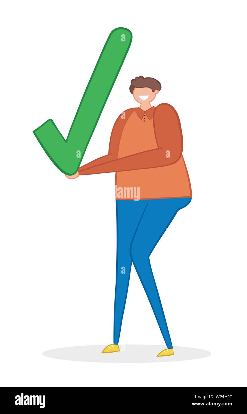 Vector Illustration Mann mit Häkchen. Hand gezeichnet. Farbige Konturen. Stock Vektor