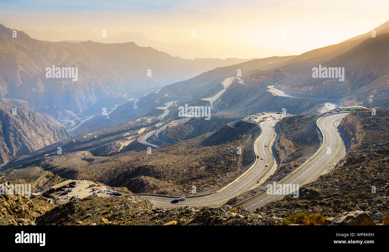 Mountain Road am Jebel Jais in Ras Al Khaimah, VAE Stockfoto