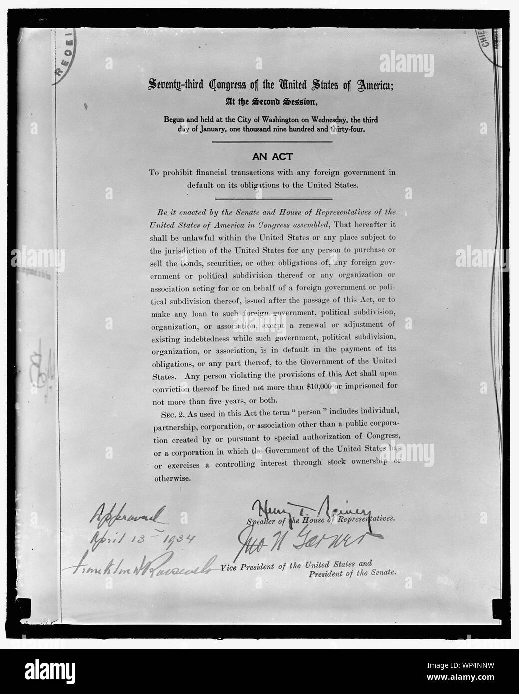 Johnson Act Stockfoto