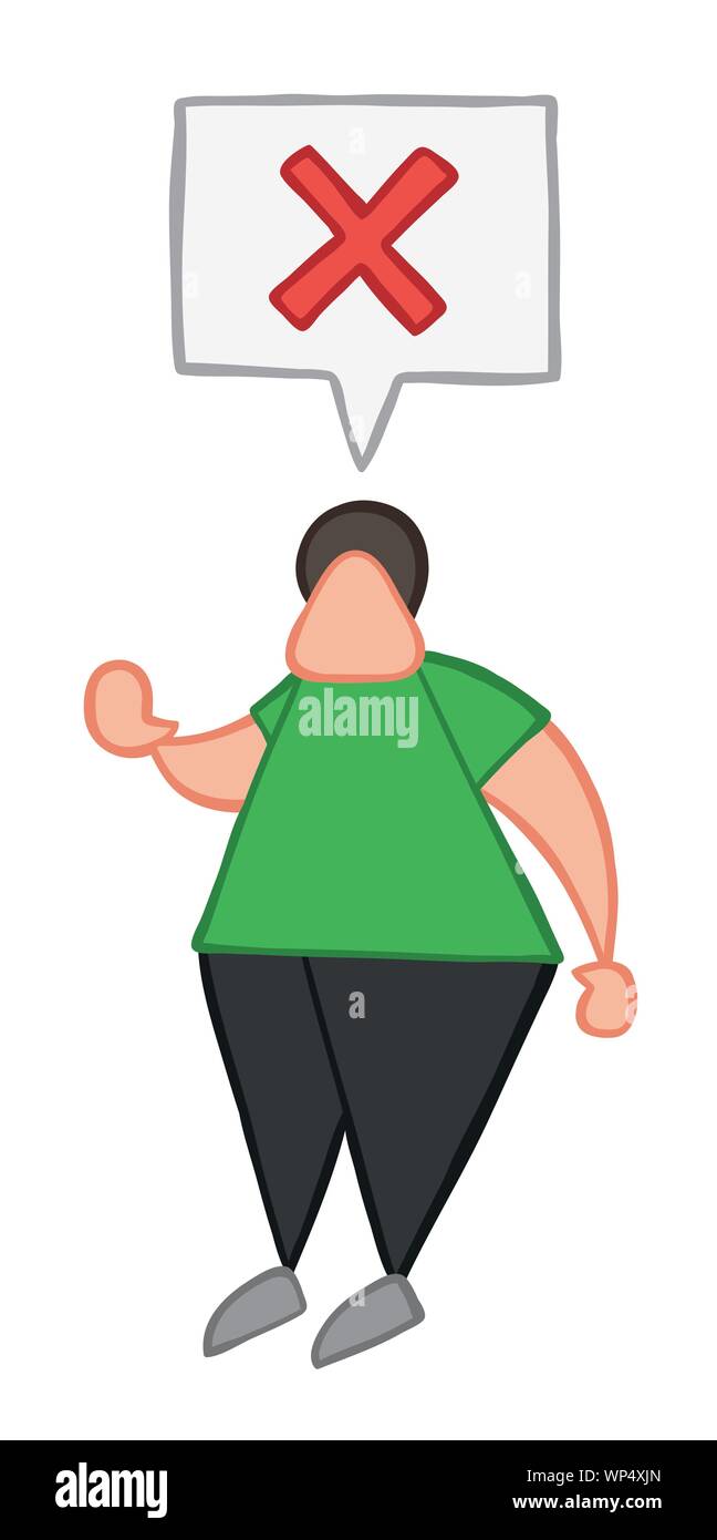 Vector Illustration Mann sagt Nein. Hand gezeichnet. Farbige Konturen. Stock Vektor