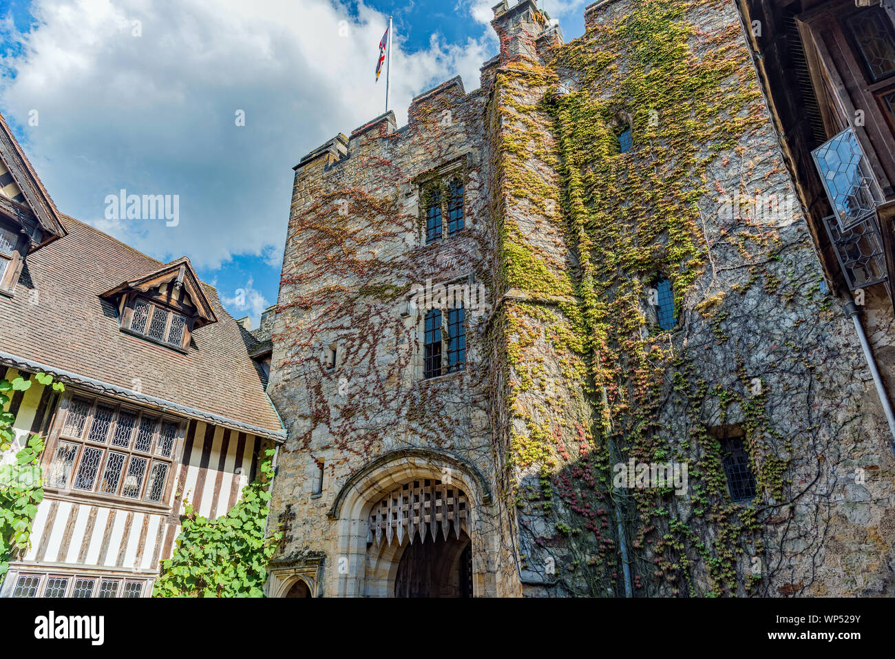 Hever Castle Blick auf den Innenhof Stockfoto