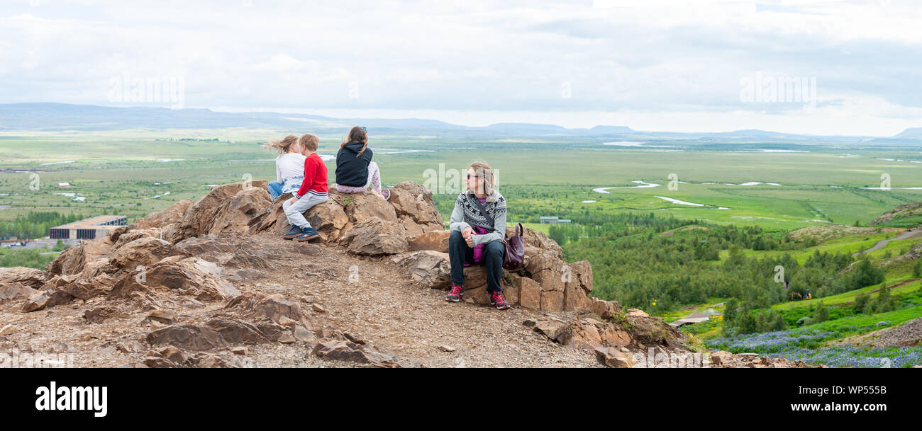 Geysir Geothermie hot spring, Sudhurland, Island Stockfoto