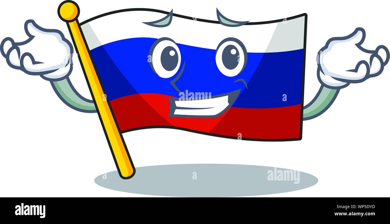 Grinsend Flagge Russisch in Cartoon Schrank gelagert Stock Vektor