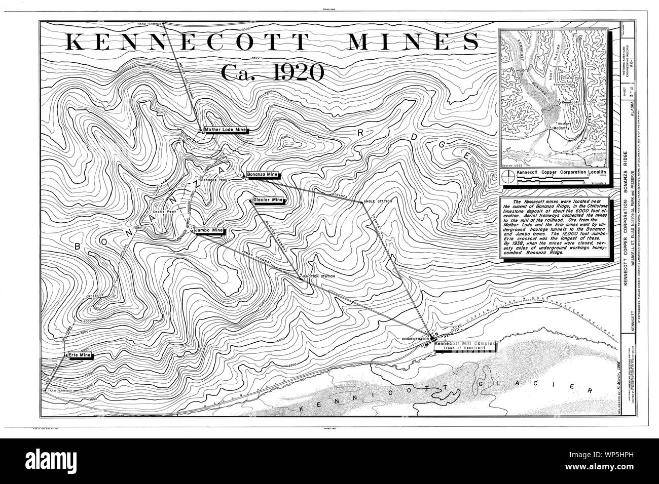 Kennecott Minen, ca 1920 - Kennecott Copper Corporation, am Copper River und Northwestern Railroad, Kennicott, valdez-cordova Census Area, AK HAER AK, 20-MCAR, 1 (Blatt 3 von 15) Stockfoto