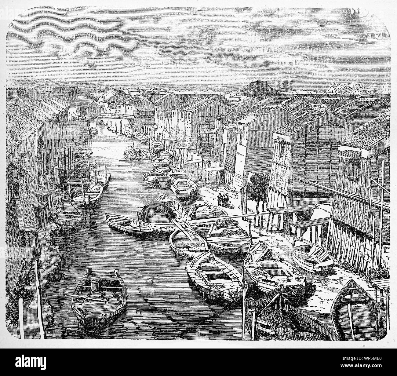 Kanal in Edo-Japan auf der Nihonbashi Fluss, Commercial Route vom Meer ins Landesinnere Stockfoto