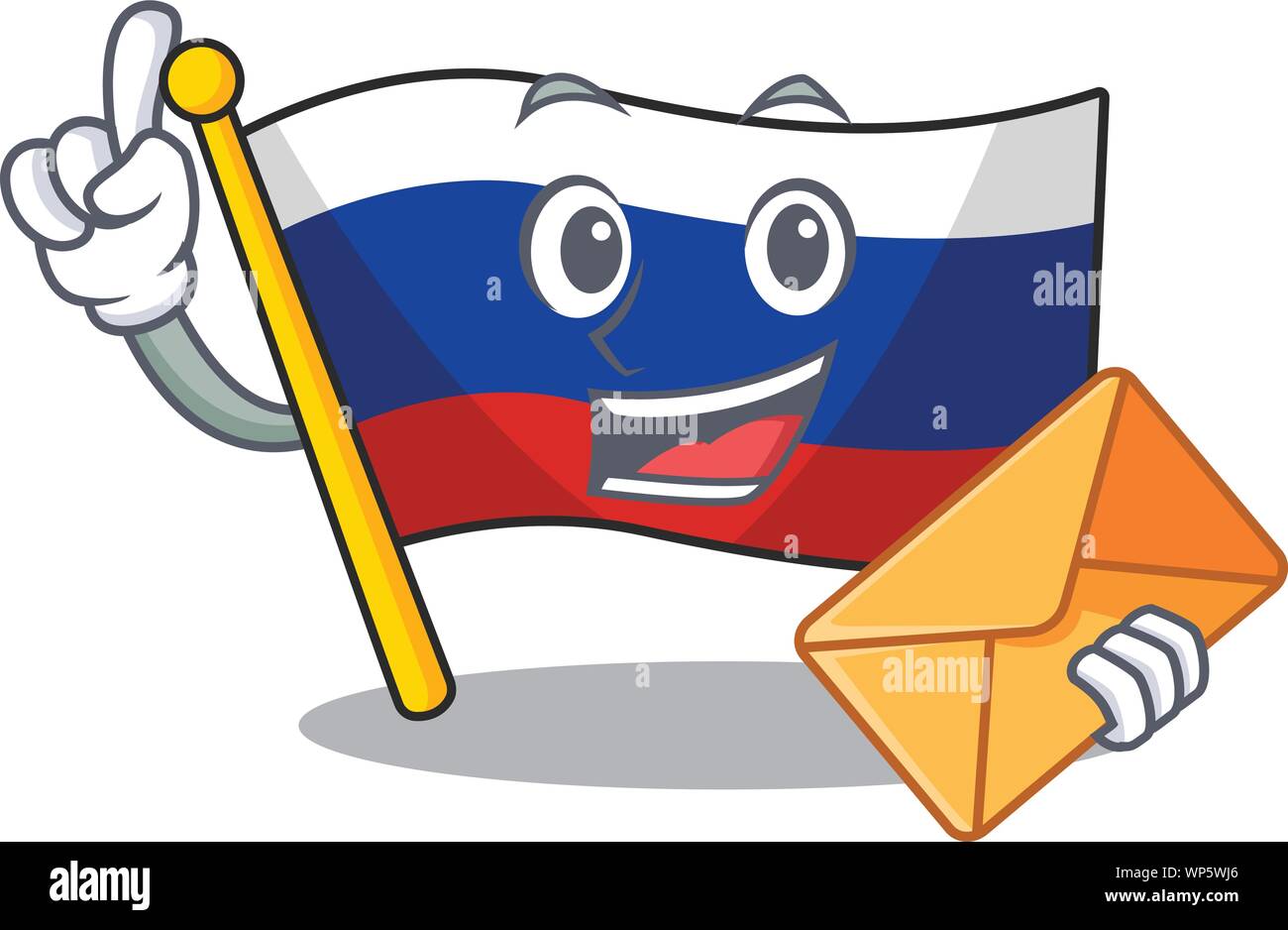 Mit Umschlag Flagge Russisch in Cartoon Schrank gelagert Stock Vektor