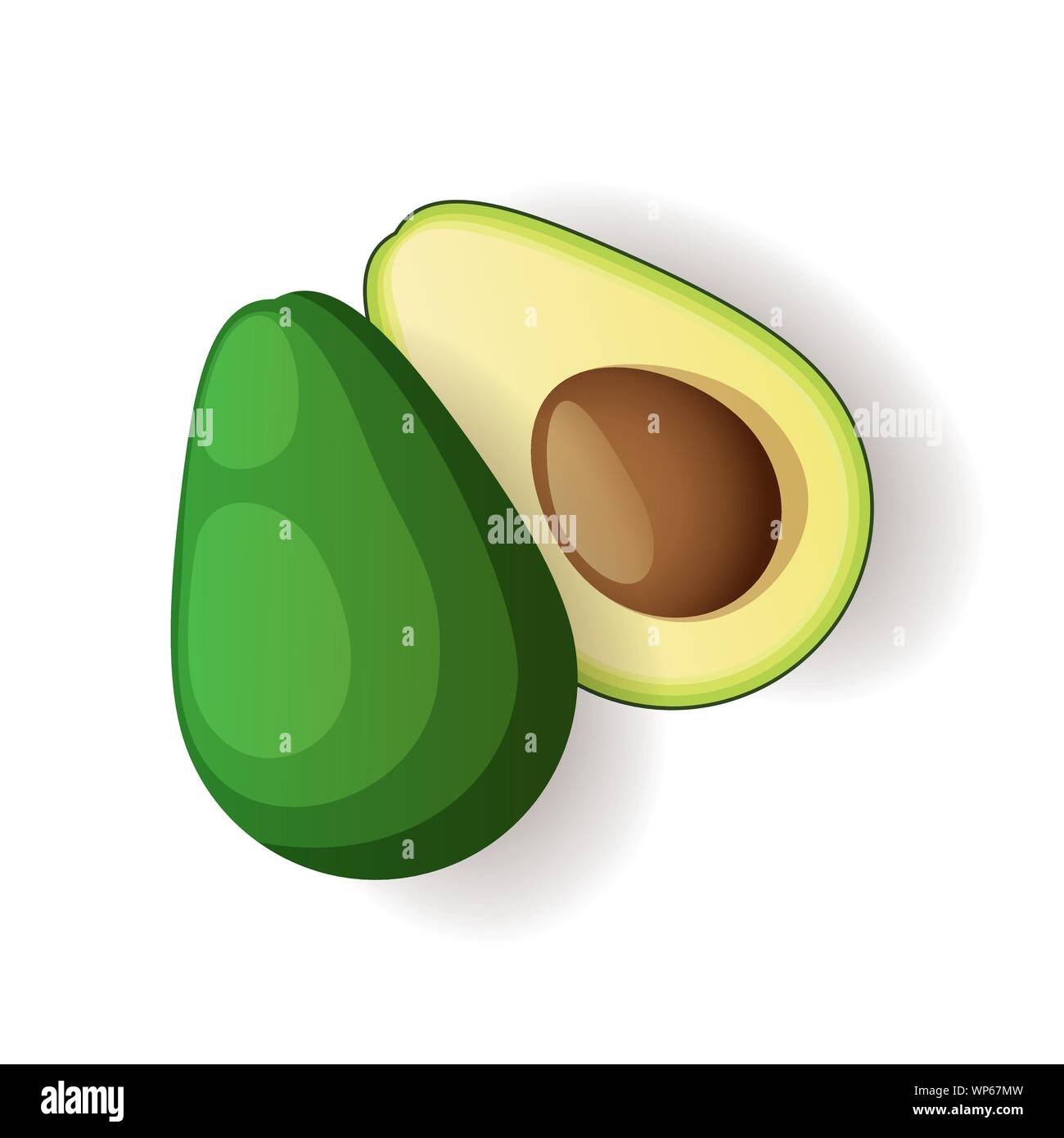 Avocado mit braunen Samen im Inneren Symbol isoliert, gesunde Lebensmittel aus biologischem Anbau, Vector Illustration. Stock Vektor