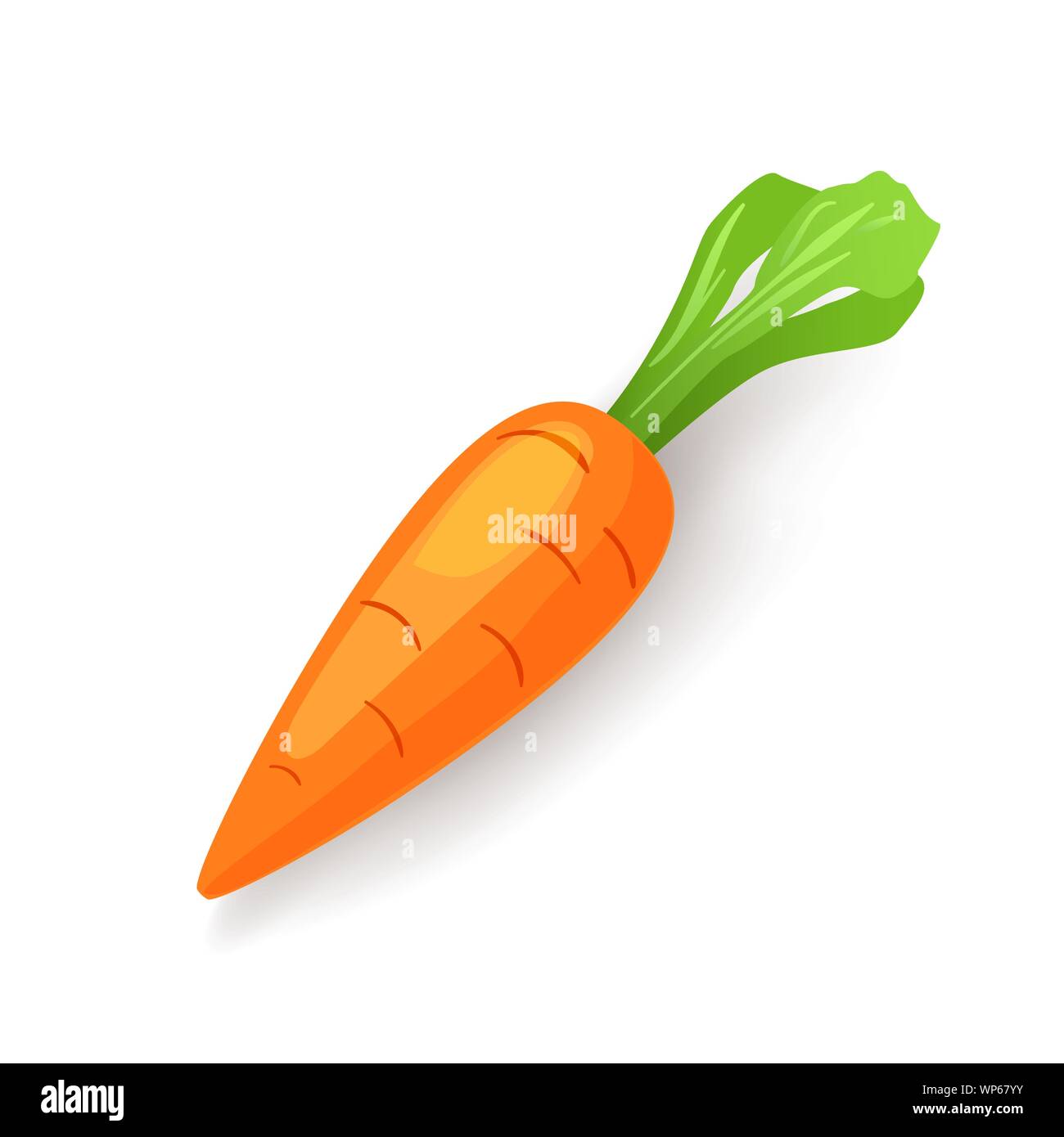 Helles orange Karotten mit grün Blatt Symbol isoliert, biologische Lebensmittel, frisches Gemüse, Vector Illustration. Stock Vektor