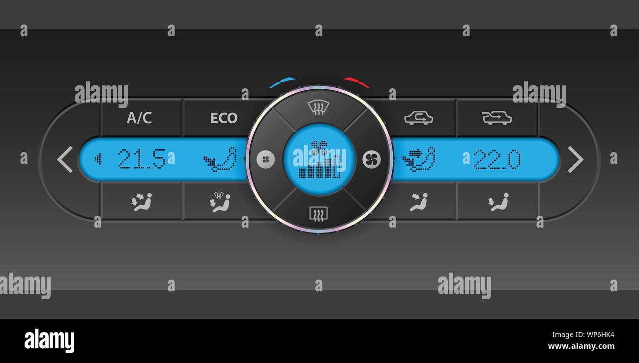 Digitale Klimaanlage Armaturenbrett Design mit blauer lcd Stock Vektor