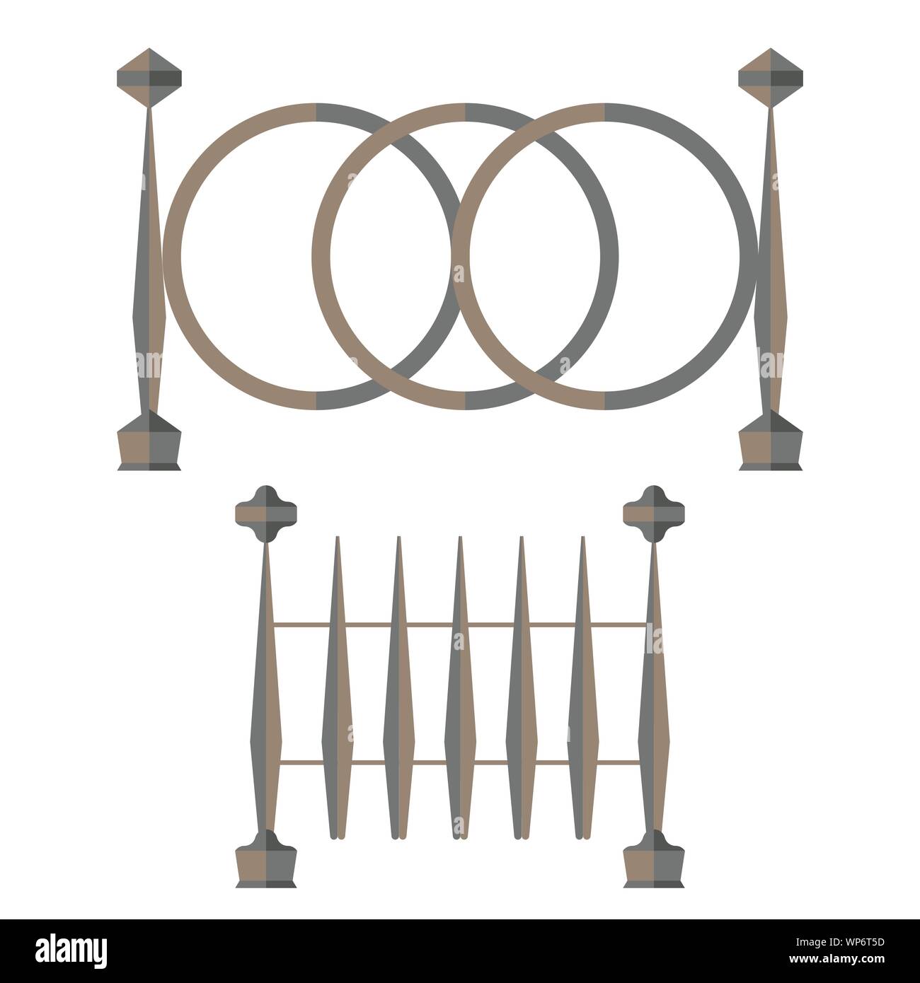 Geschmiedeter Zaun. Satz von Vector Illustration. Flat Style Stock Vektor