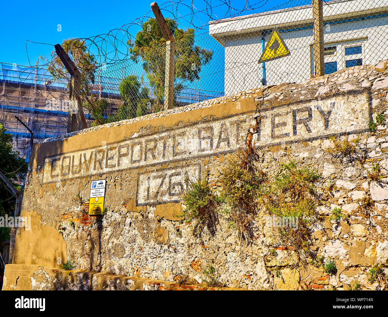 Couvreporte Batterie, 1761, eine historische Artillerie Batterie, Teil der Stadtbefestigung von Gibraltar, in der Britischen Überseegebiet. UK. Stockfoto