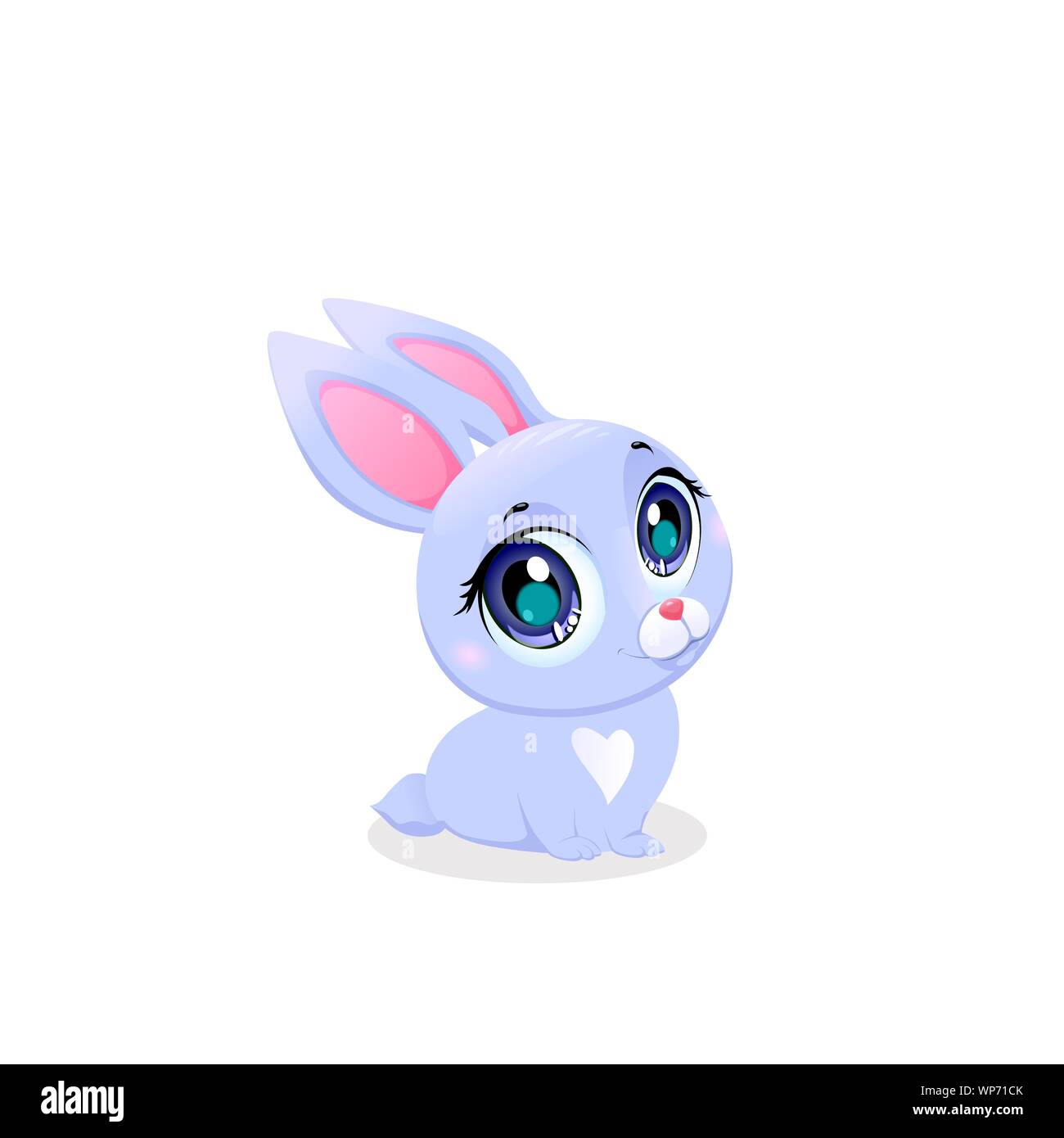 Cute Bunny isoliert auf weißem Hintergrund. Wenig Ostern Hase mit Kawaii große Augen Design Element für Baby Dusche Grußkarte, gerne lustig Wald ein Stock Vektor