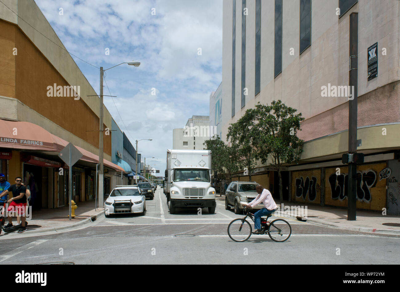 Ansicht im historischen Viertel von Downtown Miami Stockfoto