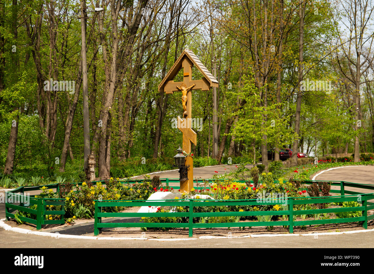 Gedenkstätte "Babi Yar'Kiew Ukraine - Christlich-orthodoxen Kreuz Denkmal Stockfoto