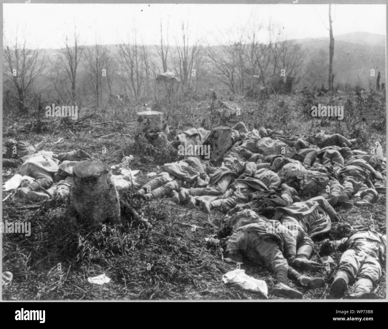 Große Gruppen von Toten (Französische?) Soldaten im Feld Stockfoto