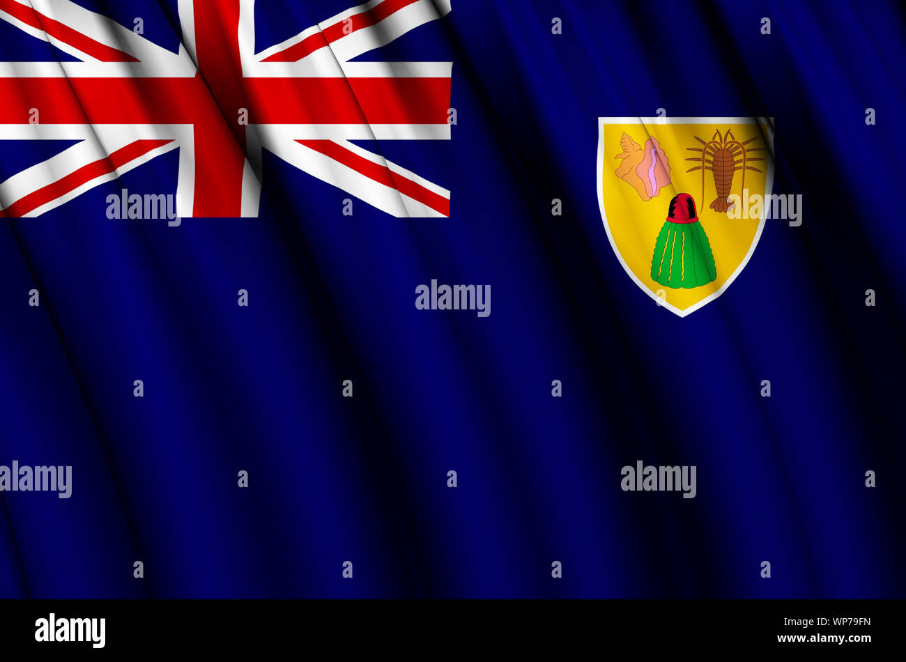 Turks- und Caicosinseln wehende Flagge Abbildung Inseln. Länder in Nord- und Mittelamerika. Perfekt für Hintergrund und Textur. Stockfoto