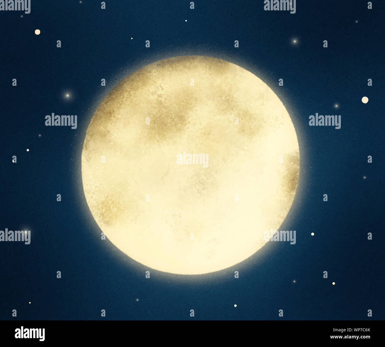 Vollmond Abbildung mit kopieren. Hand zeichnen Abbildung Stockfoto