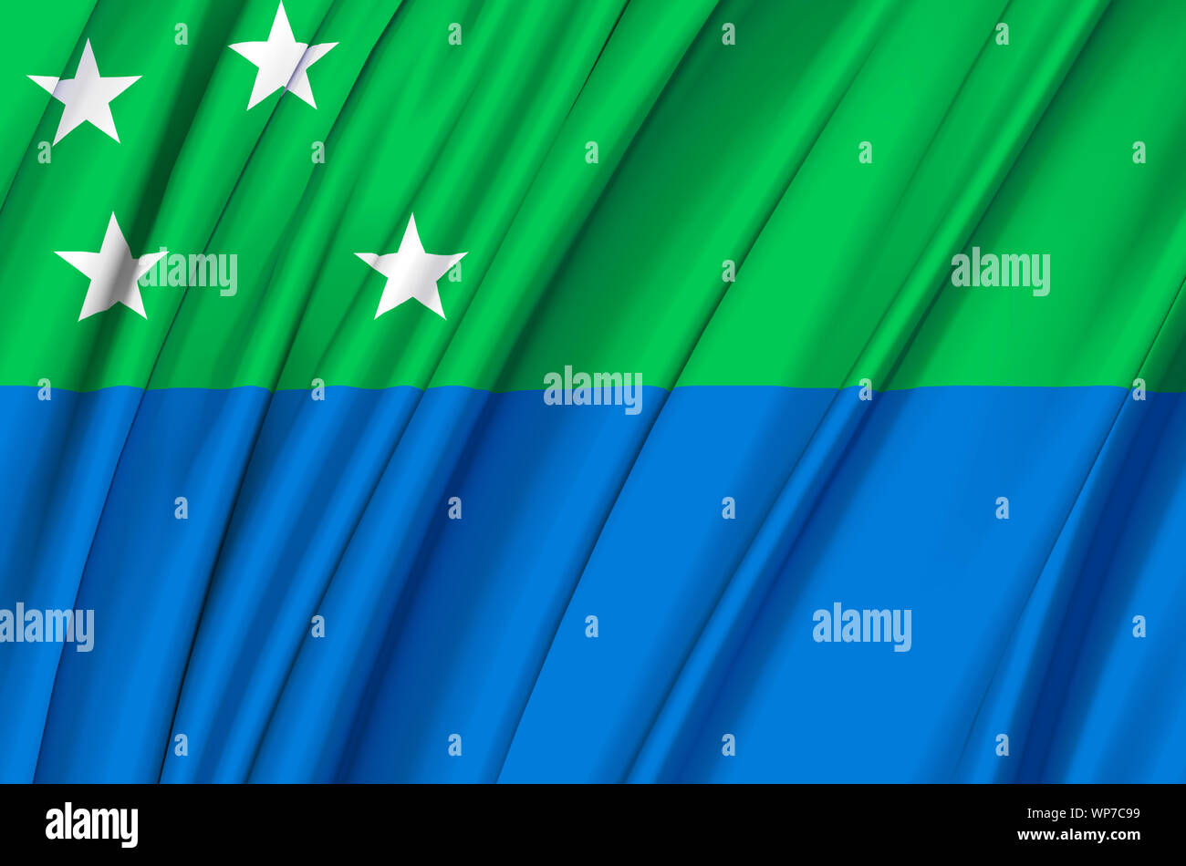 Los Lagos wehende Flagge Abbildung. Regionen in Chile. Perfekt für Hintergrund und Textur. Stockfoto