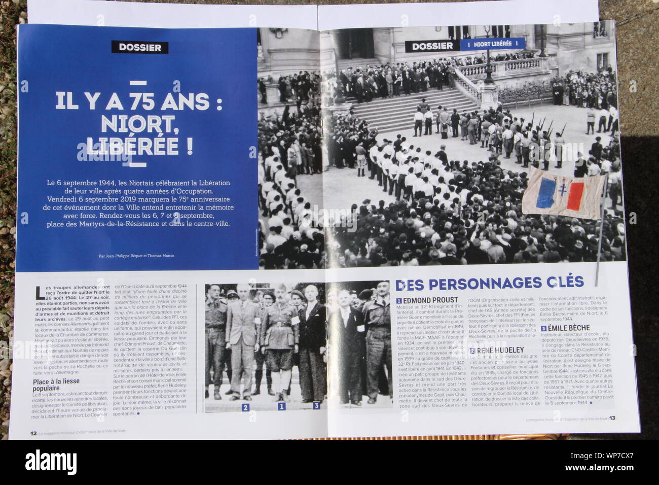 Freitag, 6. September 2019, zum 75. Jahrestag der Befreiung von Niort Stockfoto