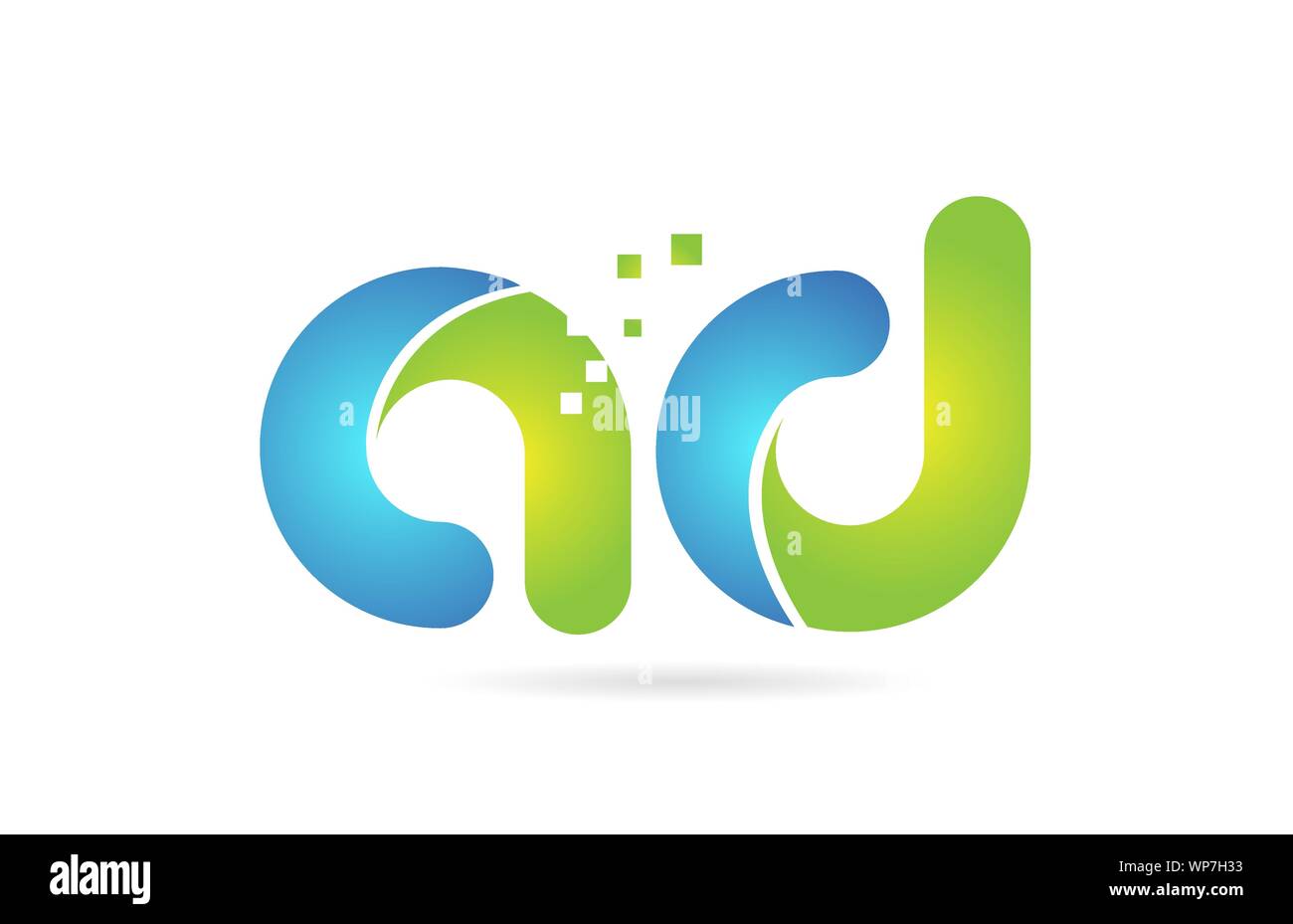 Ad a d blau grün Alphabet Kombination schreiben Logo Design geeignet für ein Unternehmen oder ein Geschäft Stock Vektor