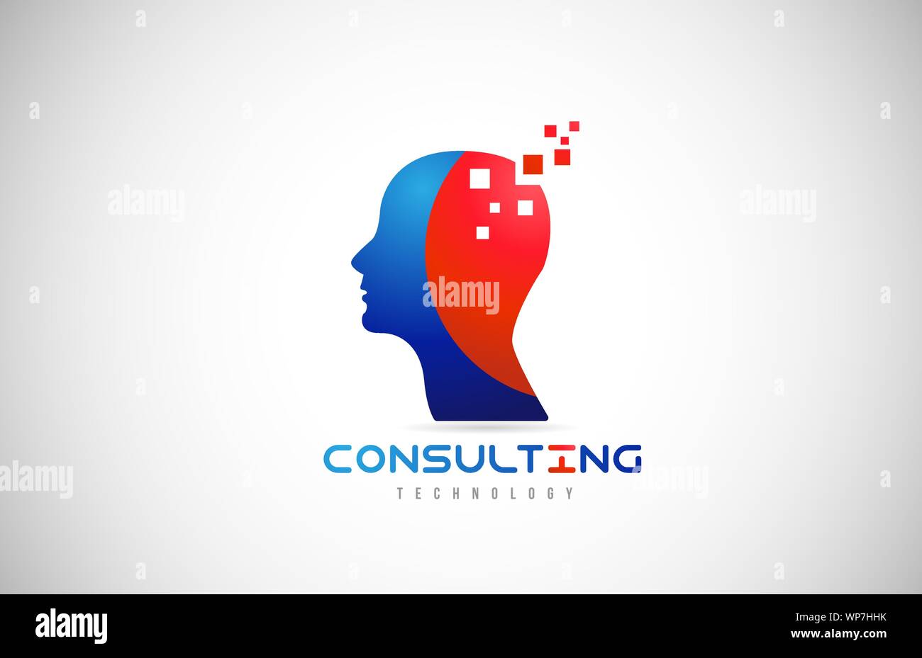 Logo Icon Design mit einem menschlichen Kopf geeignet für eine Technologie oder Consulting. Konzept, dass Smart, fähig oder Genius Stock Vektor