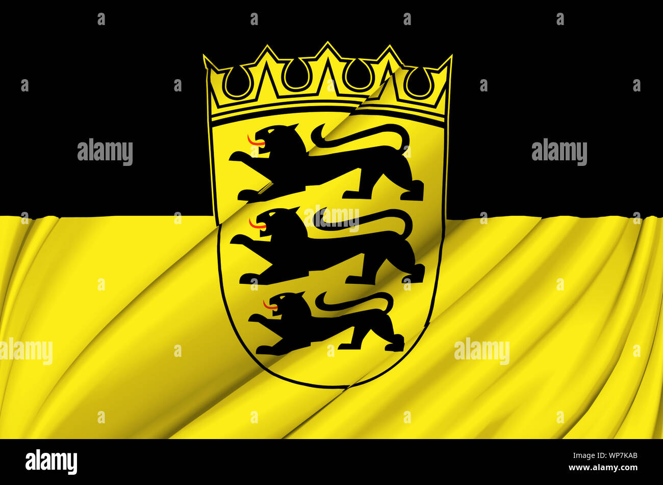Baden-Wuerttemberg wehende Flagge Abbildung. Bundesrepublik Deutschland.  Perfekt für Hintergrund und Textur Stockfotografie - Alamy