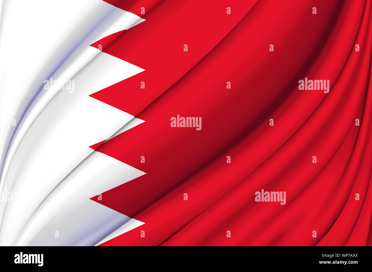 Bahrain wehende Flagge Abbildung. Länder Asiens. Perfekt für Hintergrund und Textur. Stockfoto