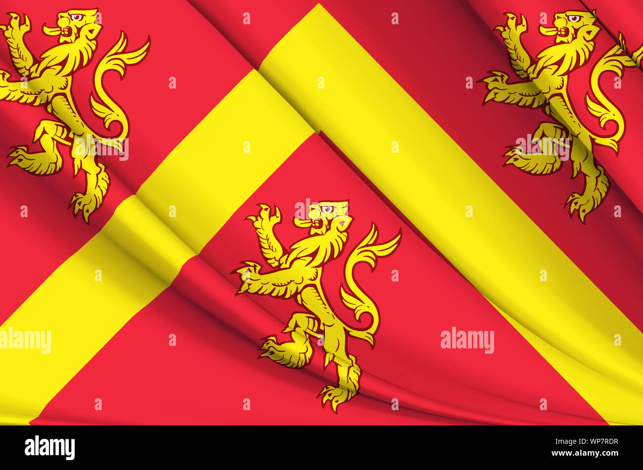 Anglesey wehende Flagge Abbildung. Regionen von England und Großbritannien. Perfekt für Hintergrund und Textur. Stockfoto