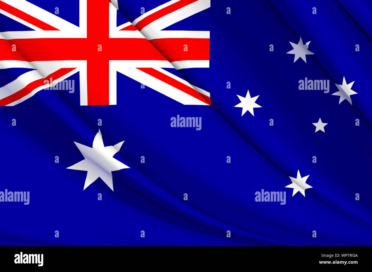 Australien wehende Flagge Abbildung. Länder in Australien und Ozeanien. Perfekt für Hintergrund und Textur. Stockfoto
