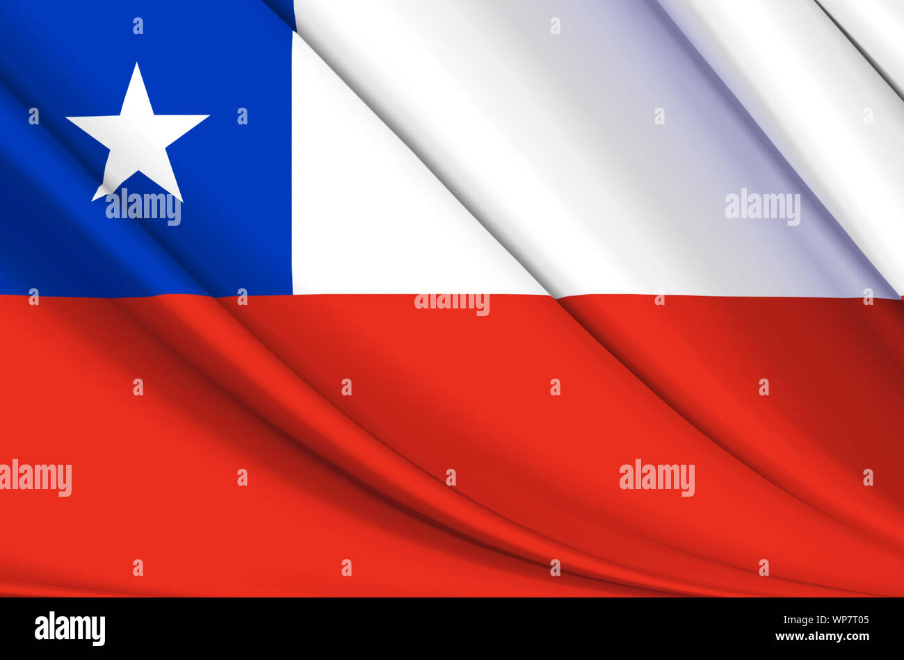 Chile wehende Flagge Abbildung. Länder in Nord- und Mittelamerika. Perfekt für Hintergrund und Textur. Stockfoto