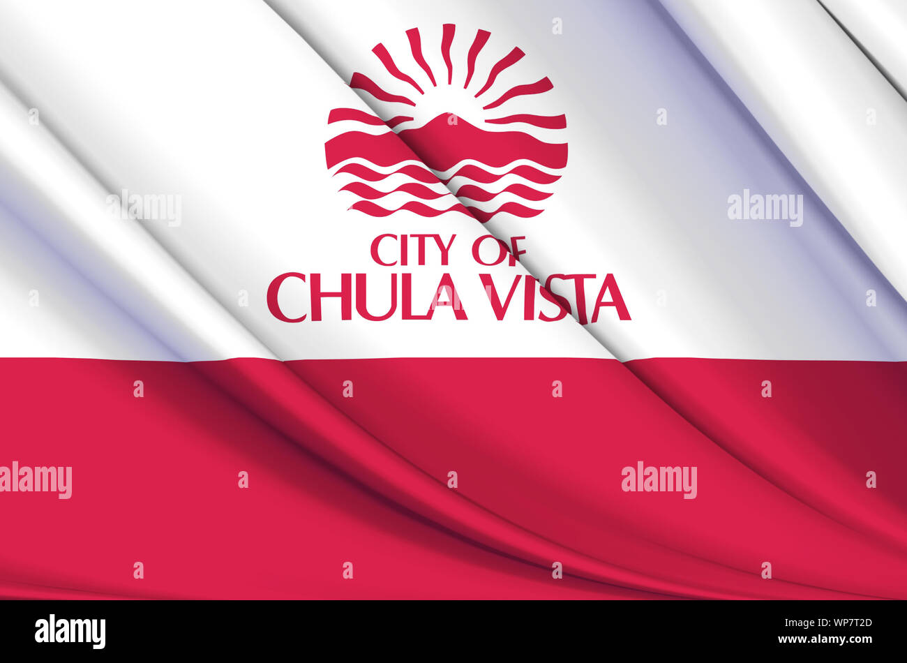 Chula Vista Kalifornien wehende Flagge Abbildung. Regionen und Städte der Vereinigten Staaten. Perfekt für Hintergrund und Textur. Stockfoto