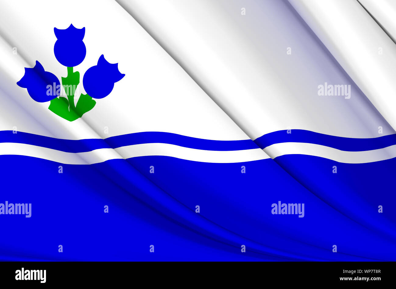 Drapeau Du Lac-Saint-Jean wehende Flagge Abbildung. Staaten, Städte und Regionen von Kanada. Perfekt für Hintergrund und Textur. Stockfoto