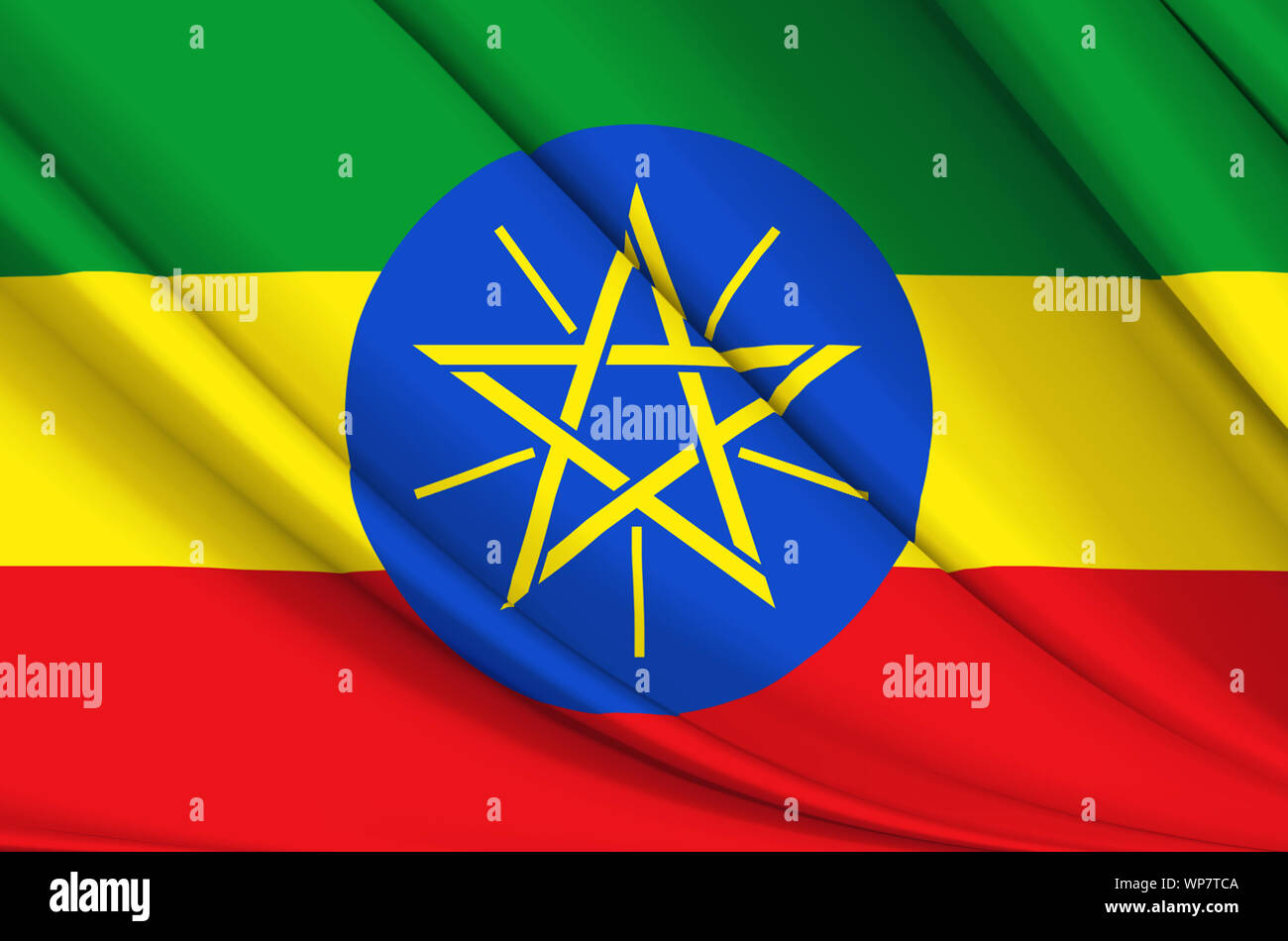 Äthiopien wehende Flagge Abbildung. Länder in Afrika. Perfekt für Hintergrund und Textur. Stockfoto