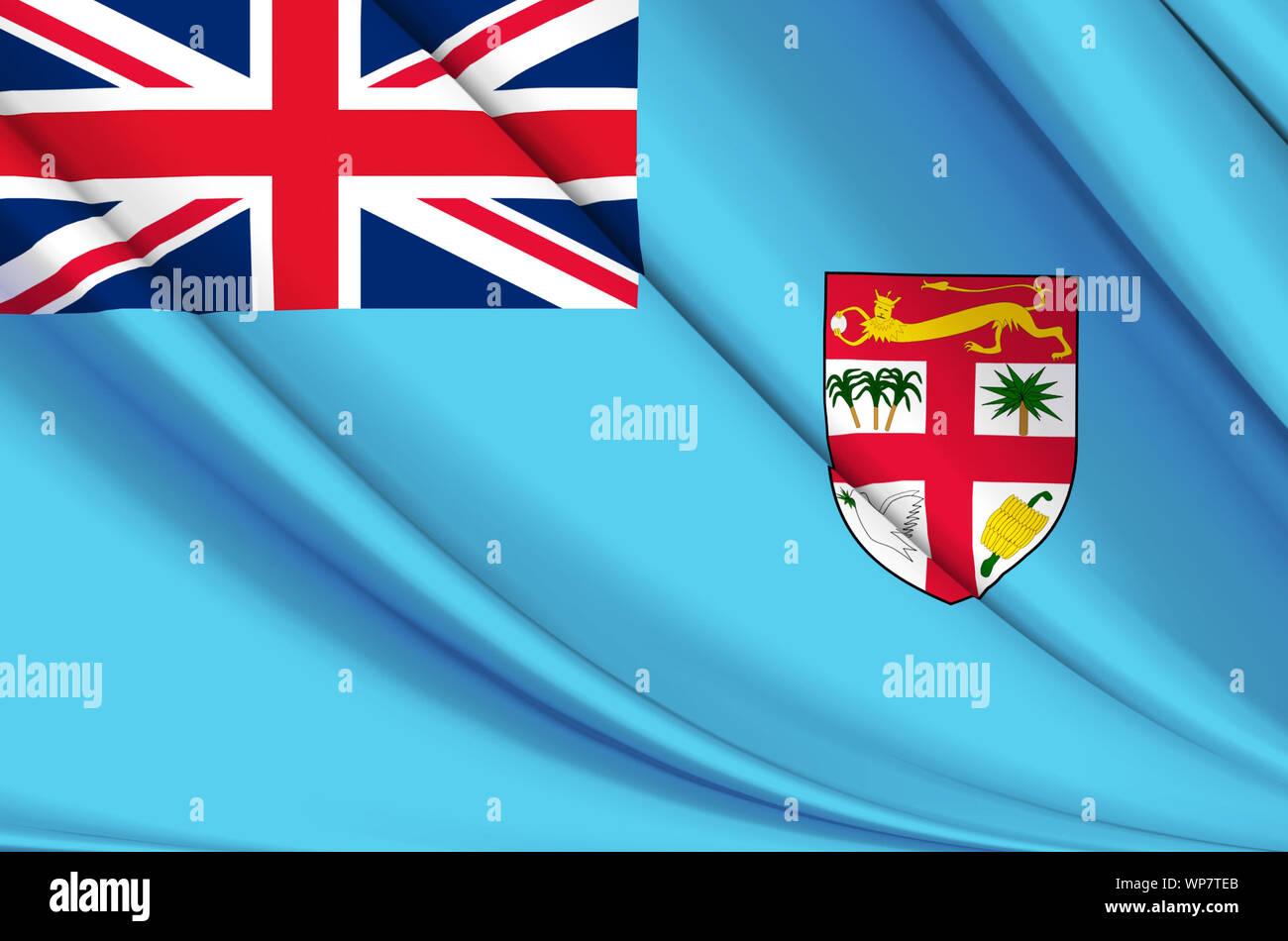 Fidschi wehende Flagge Abbildung. Länder in Australien und Ozeanien. Perfekt für Hintergrund und Textur. Stockfoto