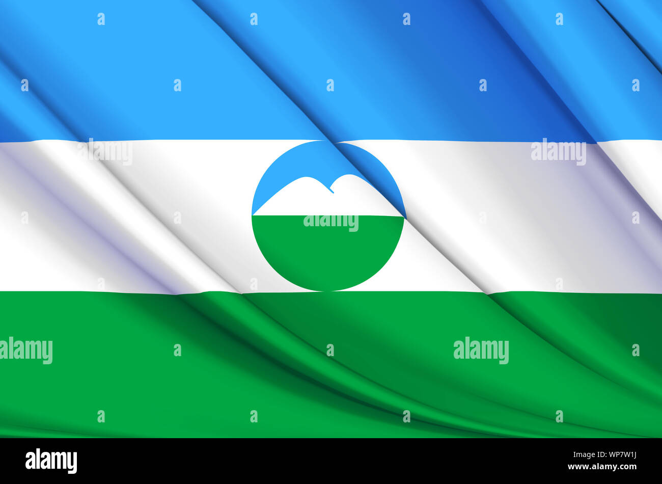 Kabardino-balkarien wehende Flagge Abbildung. Regionen Russlands. Perfekt für Hintergrund und Textur. Stockfoto