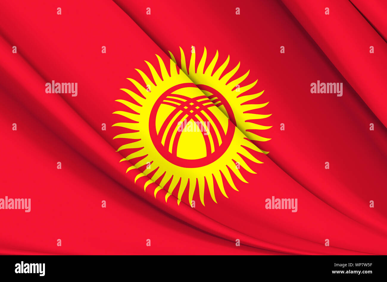 Kirgisistan wehende Flagge Abbildung. Länder Asiens. Perfekt für Hintergrund und Textur. Stockfoto