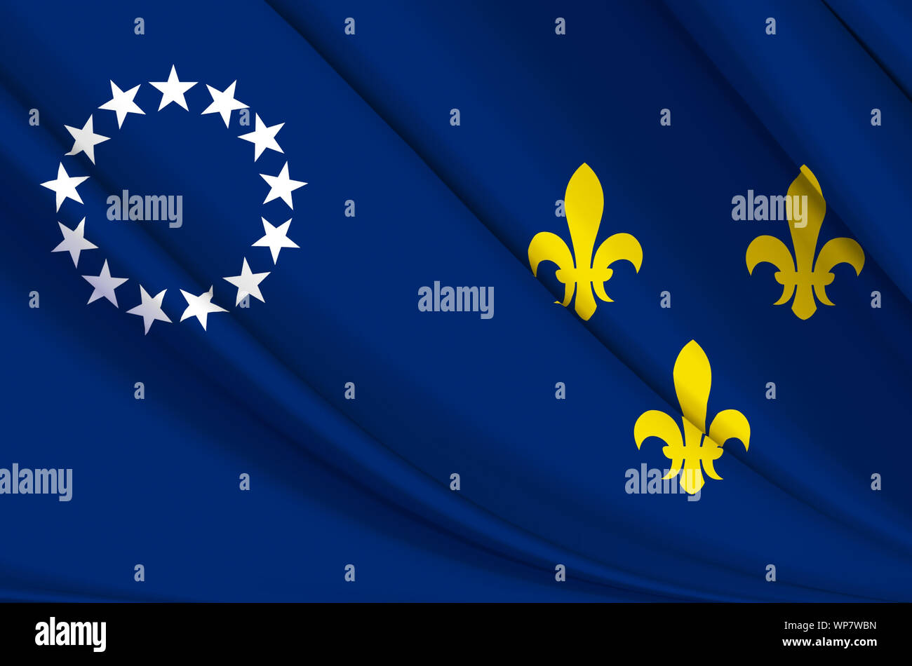 Louisville Kentucky wehende Flagge Abbildung. Regionen und Städte der Vereinigten Staaten. Perfekt für Hintergrund und Textur. Stockfoto