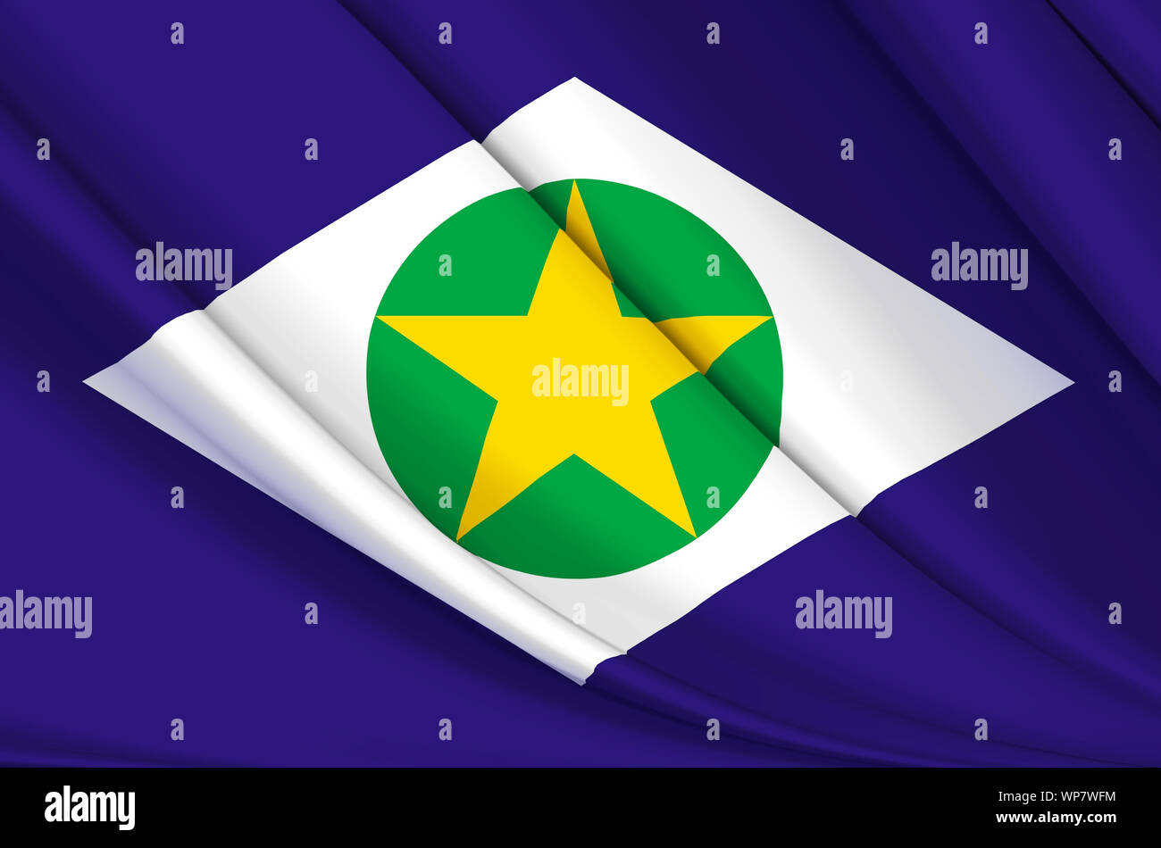 Mato Grosso wehende Flagge Abbildung. Brasilianischen Bundesstaaten. Perfekt für Hintergrund und Textur. Stockfoto