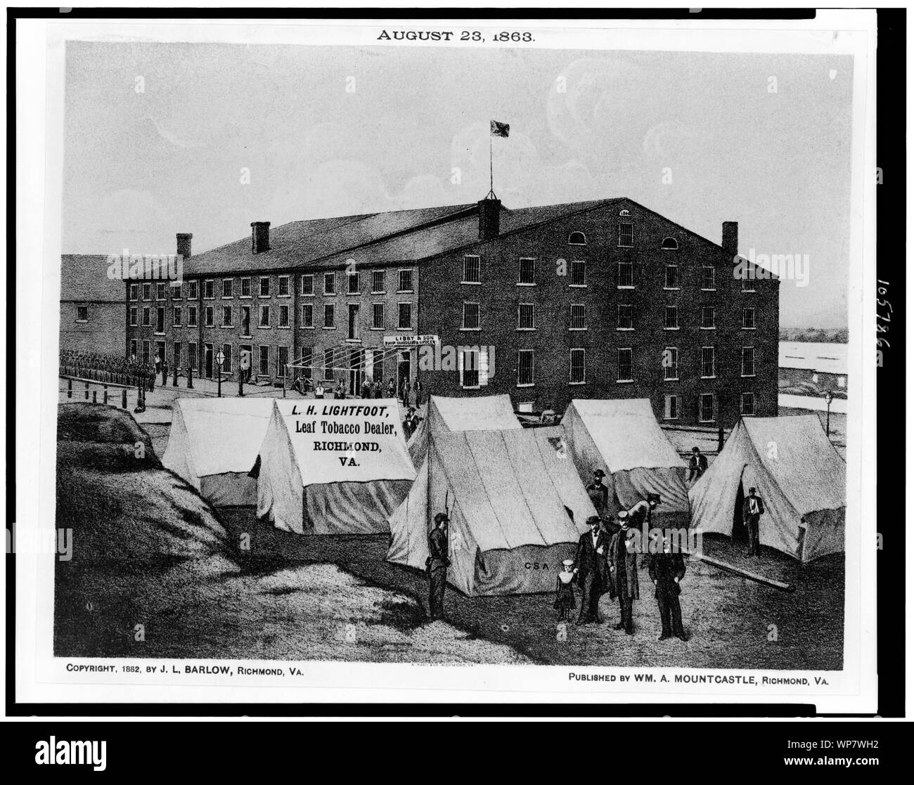 Libby Gefängnis, wie es am 23. August 1863 erschienen Stockfoto