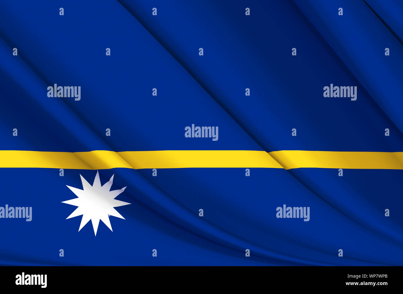 Nauru wehende Flagge Abbildung. Länder in Australien und Ozeanien. Perfekt für Hintergrund und Textur. Stockfoto